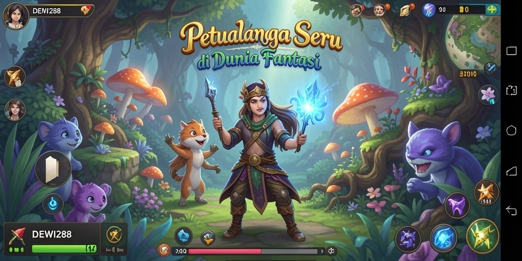 Gameplay DEWI288 yang menampilkan aksi petualangan seru dan menantang.