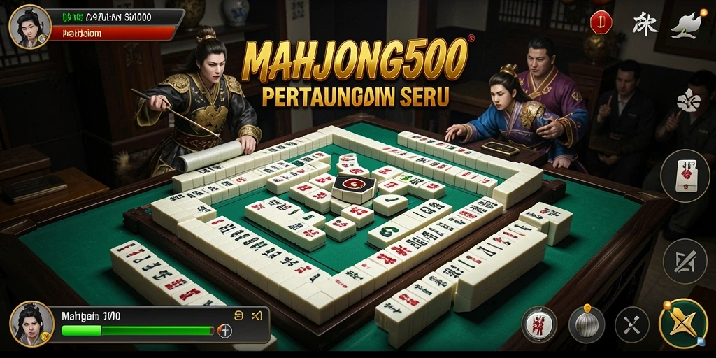 Tampilan beraksi dalam game Fighting MAHJONG500 dengan karakter beragam.