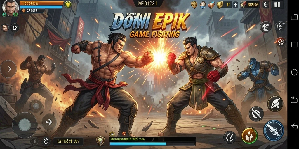 Screenshot MPO1221 menunjukkan aksi pertarungan yang mendebarkan