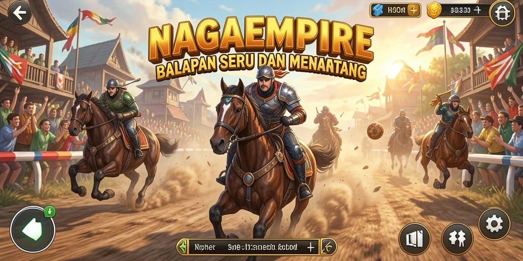 Tangkapan layar menunjukan gameplay balapan yang mendebarkan di NAGAEMPIRE.