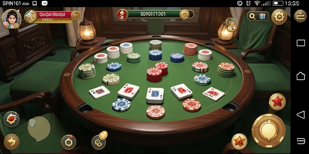 Tampilan gameplay QiuQiu yang seru dan menantang di SPIN101.